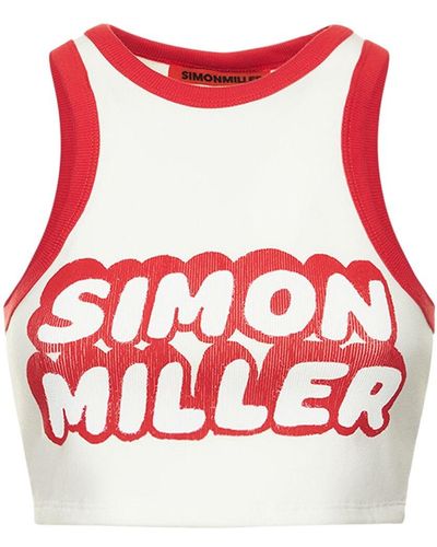 Simon Miller Tanktop Aus Baumwolle Mit Logodruck "dibby" - Rot