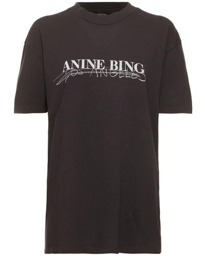 Anine Bing T-shirt Aus Baumwolle "walker Doodle" - Schwarz