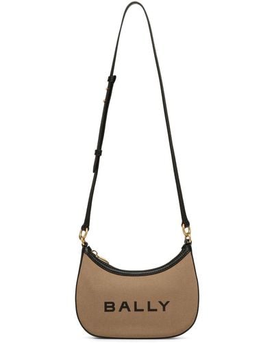 Bally Bar Ellipse Logo Canvas Shoulder Bag - Natural