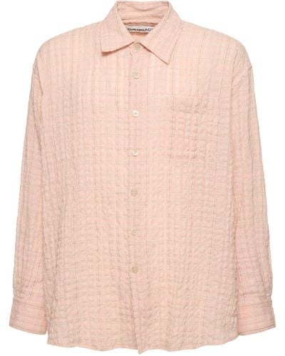 Our Legacy Check Cotton Blend Seersucker Shirt - Pink