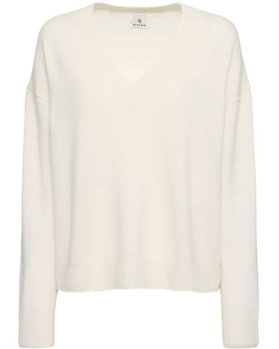 Anine Bing Lee Cashmere V-Neck Sweater - Natural