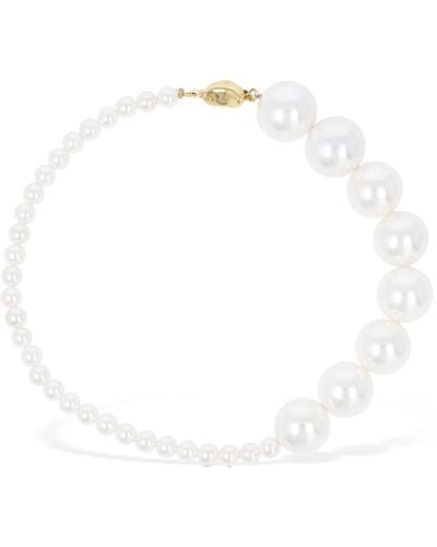 Timeless Pearly Gradient Collar Necklace - White