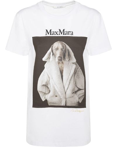 Max Mara Bedrucktes T-shirt Aus Baumwolljersey "valido" - Weiß