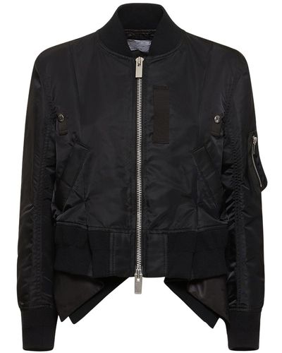 Sacai Pleated Nylon Twill Zip Jacket - Black