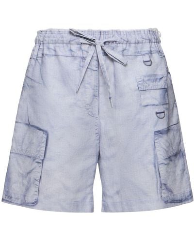 Acne Studios Printed Linen & Cotton Shorts - Blue