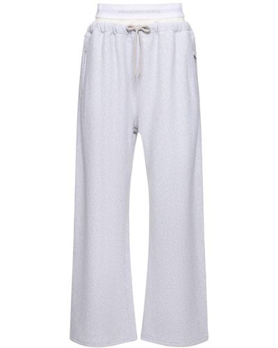 Alexander Wang Pantaloni larghi in felpa di cotone / logo - Blu