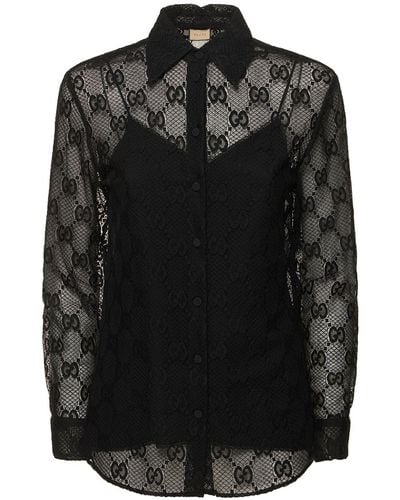 Gucci Cosmogonie Gg レースシャツ - ブラック