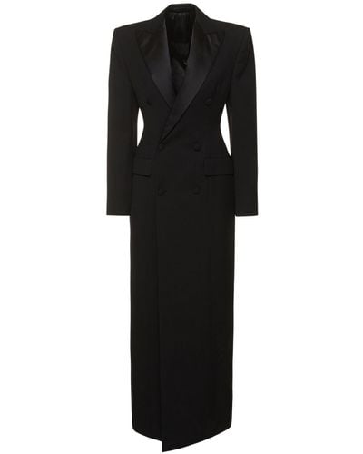 Wardrobe NYC Sculpted Wool Long Coat - Black