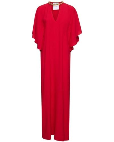 Moschino Robe caftan en satin envers embelli - Rouge