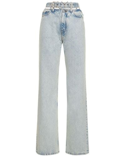Y. Project Jeans Aus Baumwolldenim Mit Weitem Bein - Blau