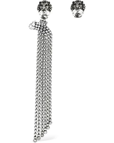 Gucci Löwenkopf-Ohrringe mit Perle - Mehrfarbig