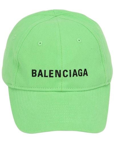 Balenciaga Logo Embroidered Cotton Baseball Hat - Green