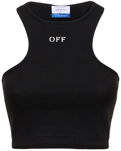 Off-White c/o Virgil Abloh Logo Cotton Blend Crop Top - Black