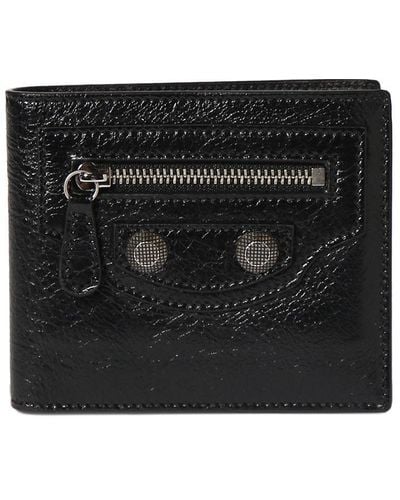 Balenciaga Cagole Leather Folded Wallet - Black