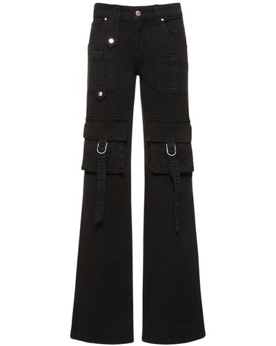 Blumarine Denim Cargo Low Waist Straight Jeans - Black