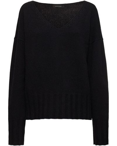 Made In Tomboy Virginia Wool Knit V-neck Sweater - Black