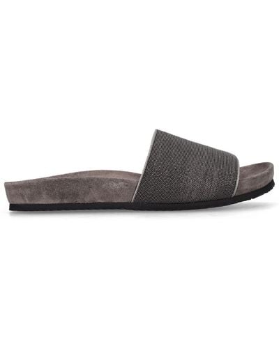 Brunello Cucinelli 20Mm Leather Sandals - Grey