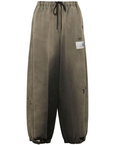 Maison Mihara Yasuhiro Faded Cotton Wide Leg Sweatpants - Gray