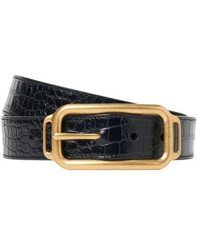Tom Ford Cintura in pelle stampa coccodrillo 3cm - Bianco