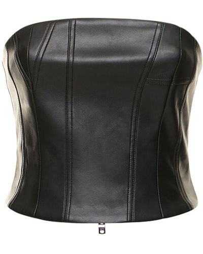 Amiri Strapless Faux Leather Bustier - Black