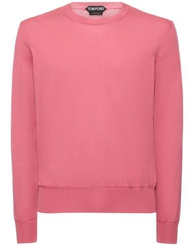 Tom Ford Superfine Cotton Crewneck Sweater - Pink