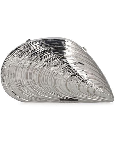 Jonathan Simkhai Bridget Metal Oyster Shell Clutch - Grey