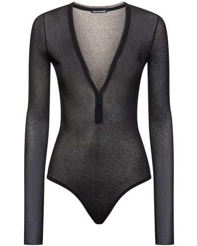 ANDREADAMO Ribbed Cotton Jersey Bodysuit - Black