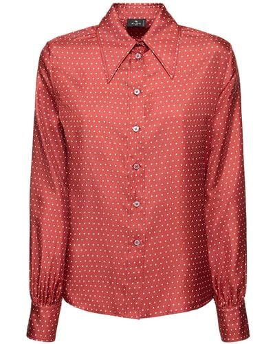 Etro Camisa de seda charmeuse con lunares - Rojo