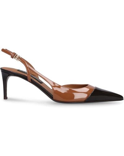 Dolce & Gabbana 60mm Lollo Leather Slingback Heels - Brown