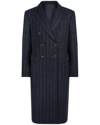 Blazé Milano Ferien Pinstriped Wool & Cashmere Coat - Blue