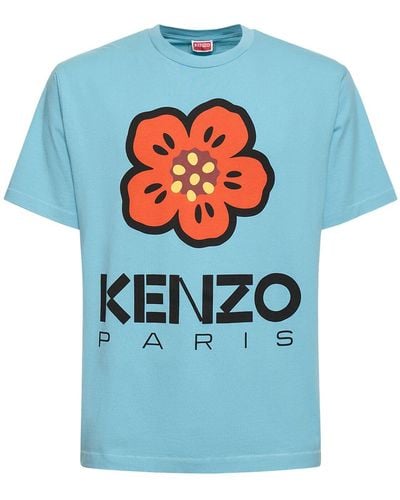 KENZO T-shirt en jersey imprimé boke - Bleu