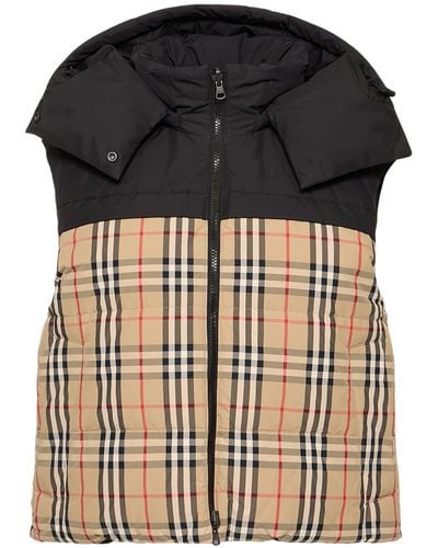 Burberry Coles Check Print Hooded Padded Vest - Schwarz