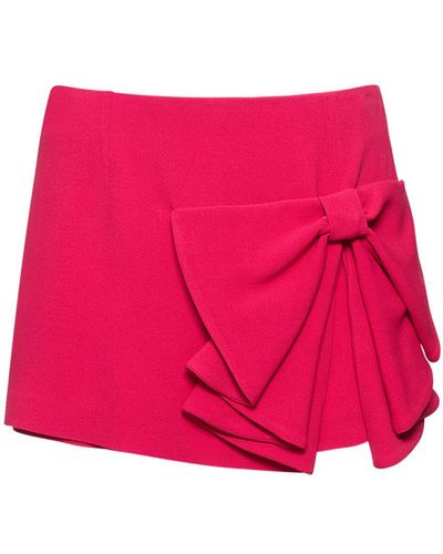 RED Valentino Viscose Blend Shorts W/ Bow - Pink