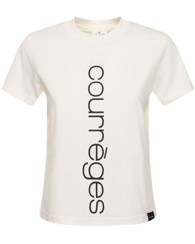 Courreges T-shirt Aus Baumwolljersey Mit Logo - Weiß