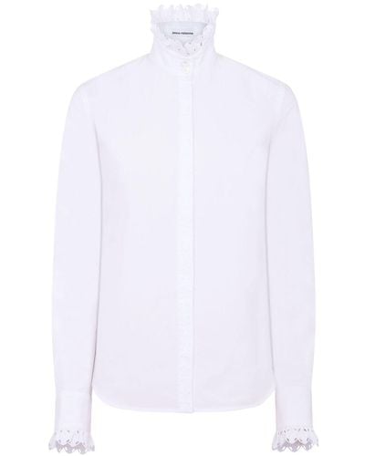 Rabanne Cotton Poplin Shirt W/ Broderie Details - White