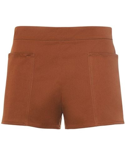 Max Mara Cotton Twill Mini Shorts - Brown