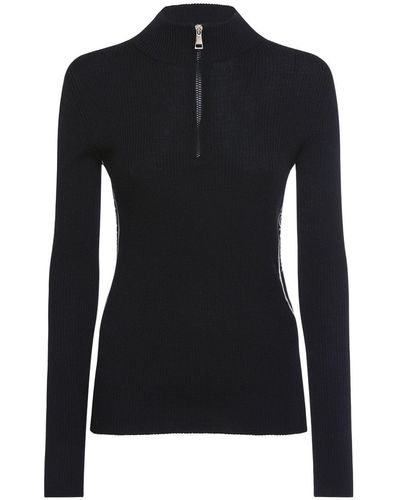 Moncler Ribbed Half-zip Sweater - Black