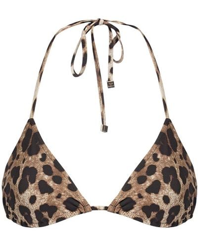 Dolce & Gabbana Leopard Print Jersey Bikini Top - Multicolour