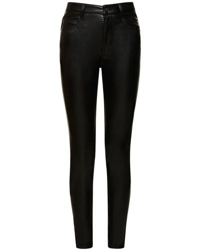 Ermanno Scervino Faux Leather High Rise Straight Trousers - Black