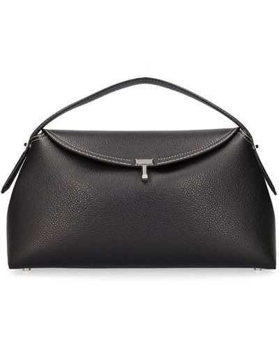 Totême T-lock Pebble Leather Top Handle Bag - Black