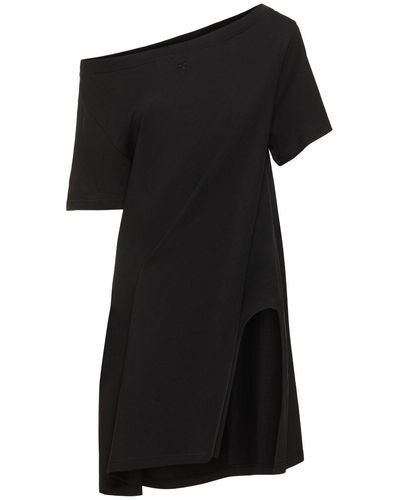 Courreges Boatneck Cotton Mini Dress - Black