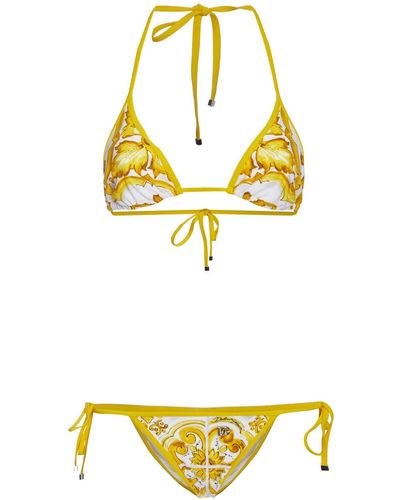 Dolce & Gabbana Maiolica Printed Bikini Set - Yellow