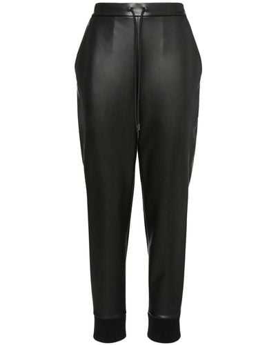 Theory Faux Leather Slouchy Jogger Pants - Black