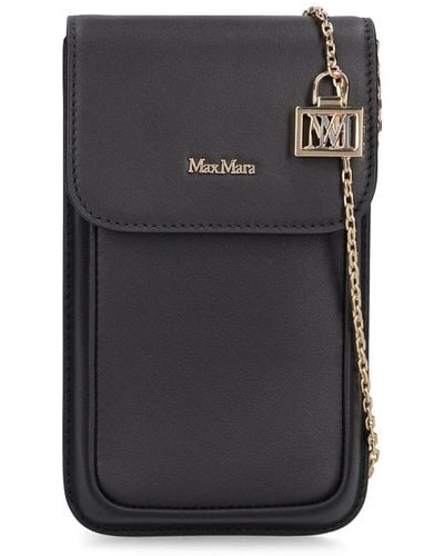 Max Mara Logo Leather Phone Case - Black