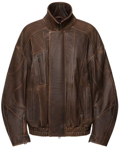 Manokhi Adwa Leather Jacket - Brown