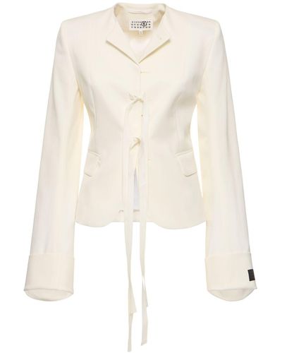 MM6 by Maison Martin Margiela Tailored Wool Blend Jacket - Natural