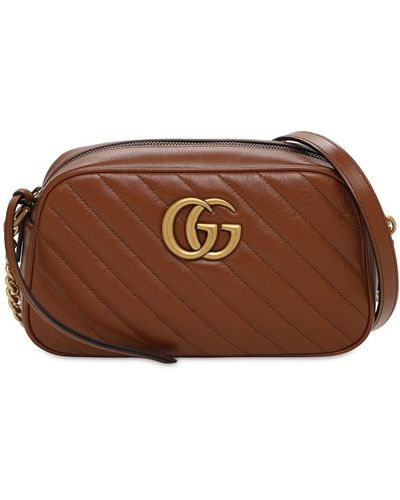 Gucci GG Marmont Small Matelassé Shoulder Bag - Brown