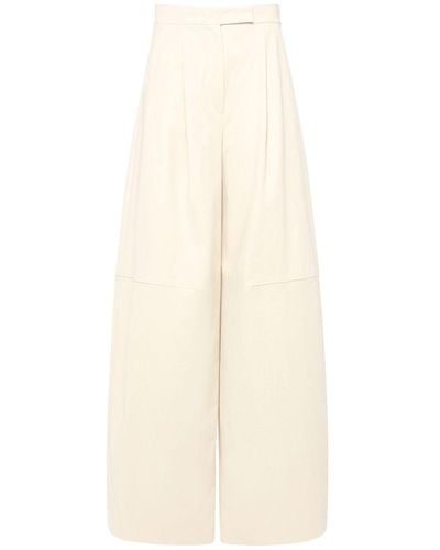 Max Mara Avoriaz Cotton Double Canvas Wide Trousers - Natural