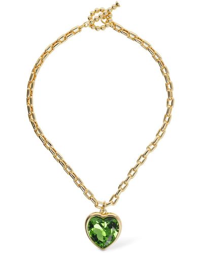 Timeless Pearly Green Heart Chain Necklace - Metallic