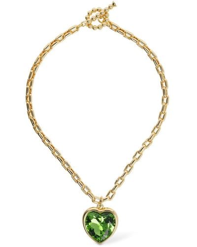 Timeless Pearly Collier chaîne à pendentif cœur vert - Métallisé
